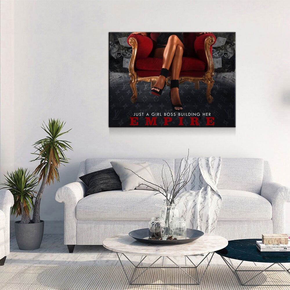 Girl Boss Building An Empire Canvas Wall Art, Just A Girl Boss Building Her Empire, Woman Empowerment, Woman Motivational Gift