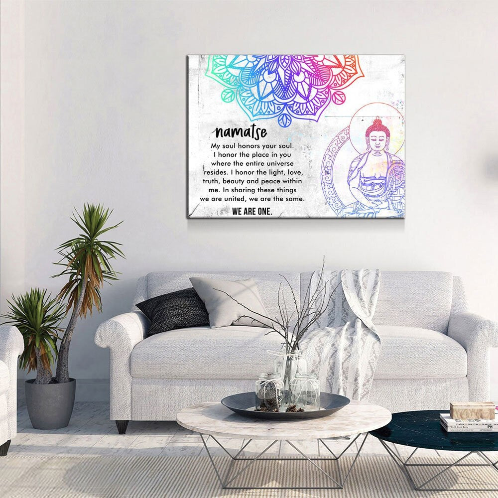 Namaste We Are One Canvas Wall Art, Yoga Decor, Inspirational Art, Massage Therapy Decor, Mind, Body Soul