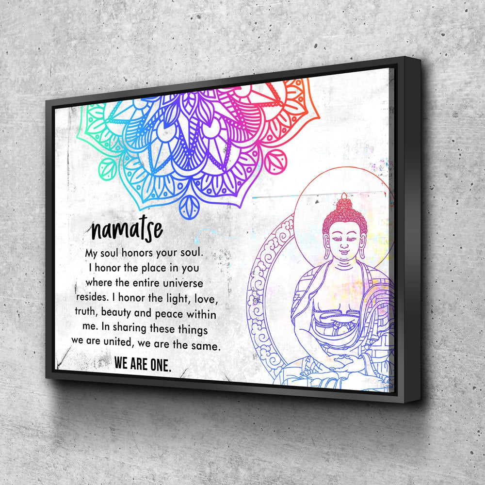 Namaste We Are One Canvas Wall Art, Yoga Decor, Inspirational Art, Massage Therapy Decor, Mind, Body Soul