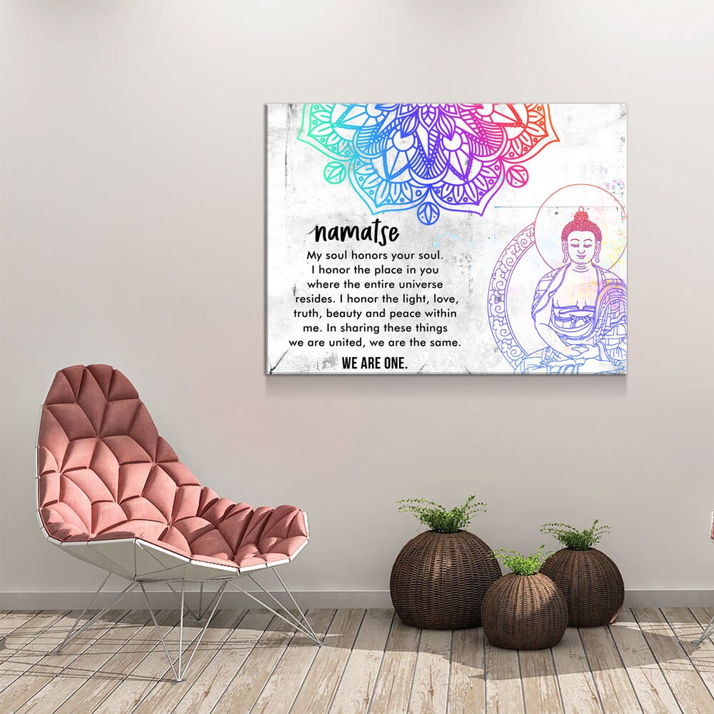 Namaste We Are One Canvas Wall Art, Yoga Decor, Inspirational Art, Massage Therapy Decor, Mind, Body Soul