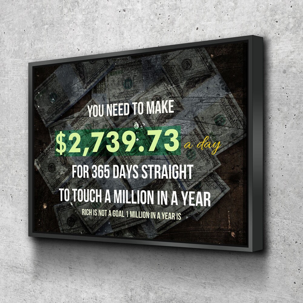 A Million In A Year Goals Wall Art, Motivational, Success Quote, Rich Is Not A Goal 1 Million In A Year Is, Entrepreneur Quote, Office Decor
