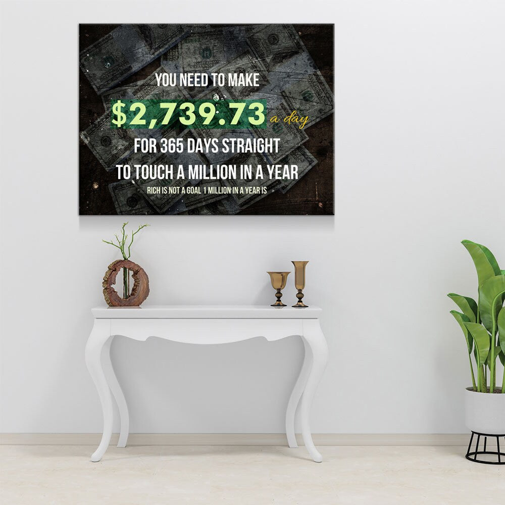 A Million In A Year Goals Wall Art, Motivational, Success Quote, Rich Is Not A Goal 1 Million In A Year Is, Entrepreneur Quote, Office Decor