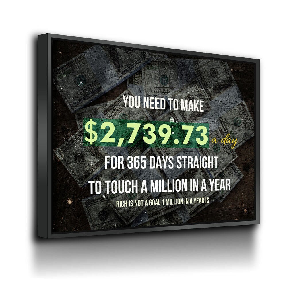 A Million In A Year Goals Wall Art, Motivational, Success Quote, Rich Is Not A Goal 1 Million In A Year Is, Entrepreneur Quote, Office Decor