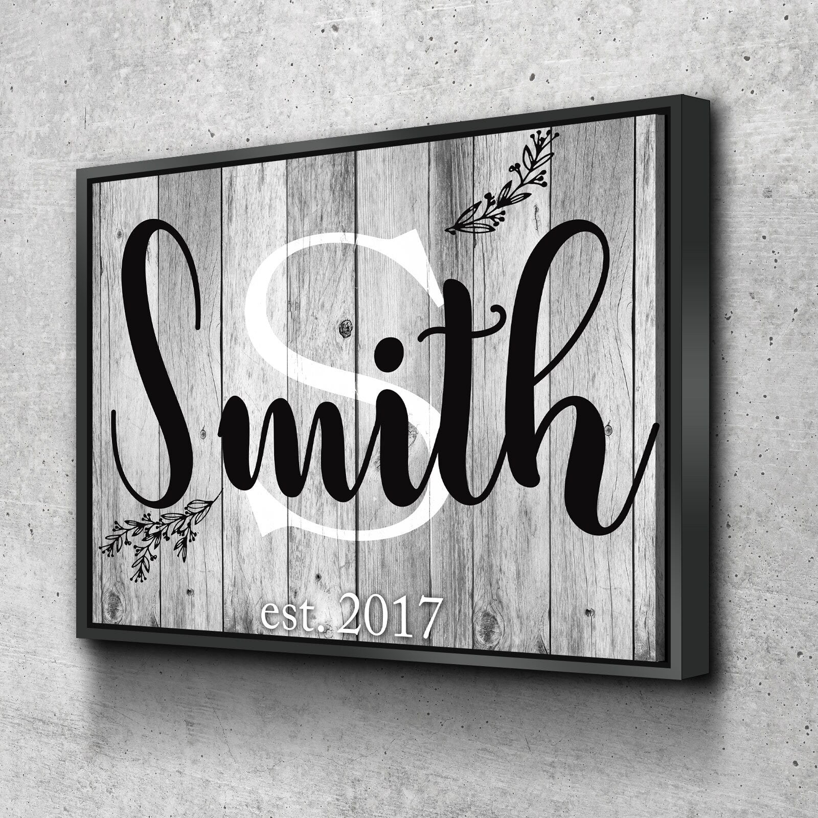 Family Name & Initial Canvas Wall Art, Anniversary Gift, Family Name Custom Decor