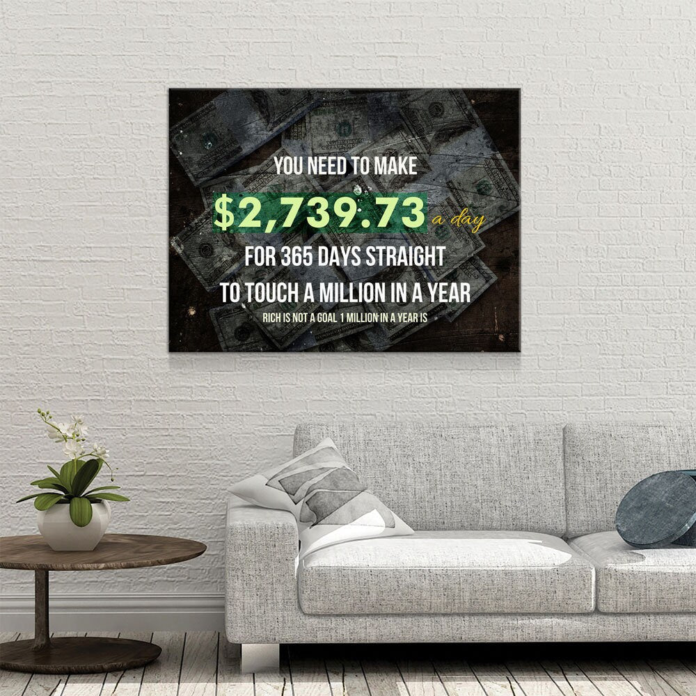 A Million In A Year Goals Wall Art, Motivational, Success Quote, Rich Is Not A Goal 1 Million In A Year Is, Entrepreneur Quote, Office Decor