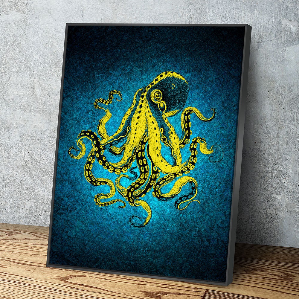 Abstract Octopus Canvas Wall Art, Nautical Decor, Octopus Wall Decor, Octopus Deep Sea Decor, Ocean Decor