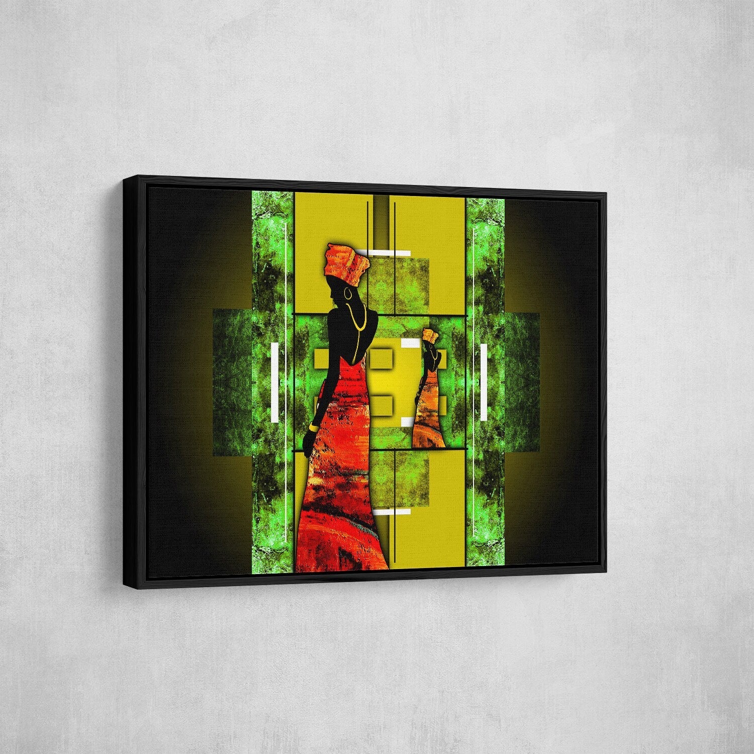 African Lady Canvas Wall Art, Ethnic Retro Art, African Lady, African Abstract Wall Art, Gallery Wrap Or Floating Frame