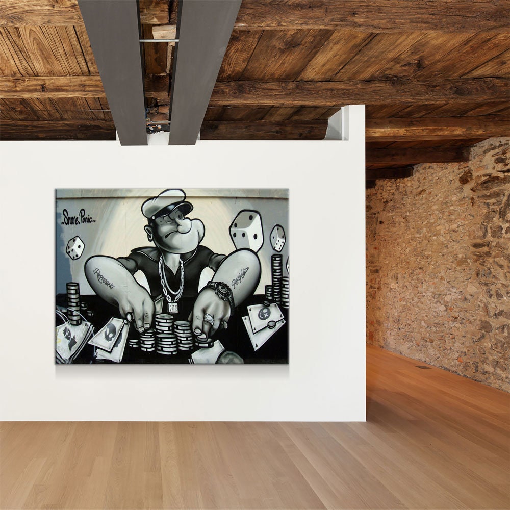 Popeye Gambling Wall Art, Popeye Abstract Art, Abstract Art, Popeye Graffiti Wall Art, Brighton, East Sussex, Poker Decor, Man Cave