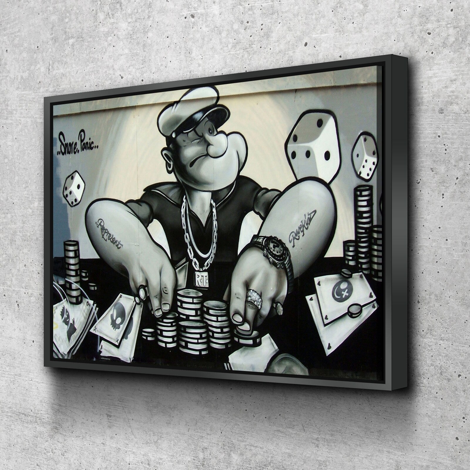 Popeye Gambling Wall Art, Popeye Abstract Art, Abstract Art, Popeye Graffiti Wall Art, Brighton, East Sussex, Poker Decor, Man Cave