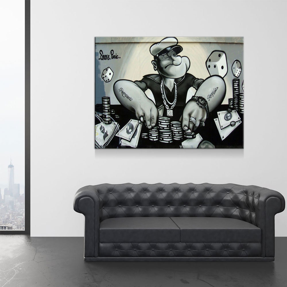 Popeye Gambling Wall Art, Popeye Abstract Art, Abstract Art, Popeye Graffiti Wall Art, Brighton, East Sussex, Poker Decor, Man Cave