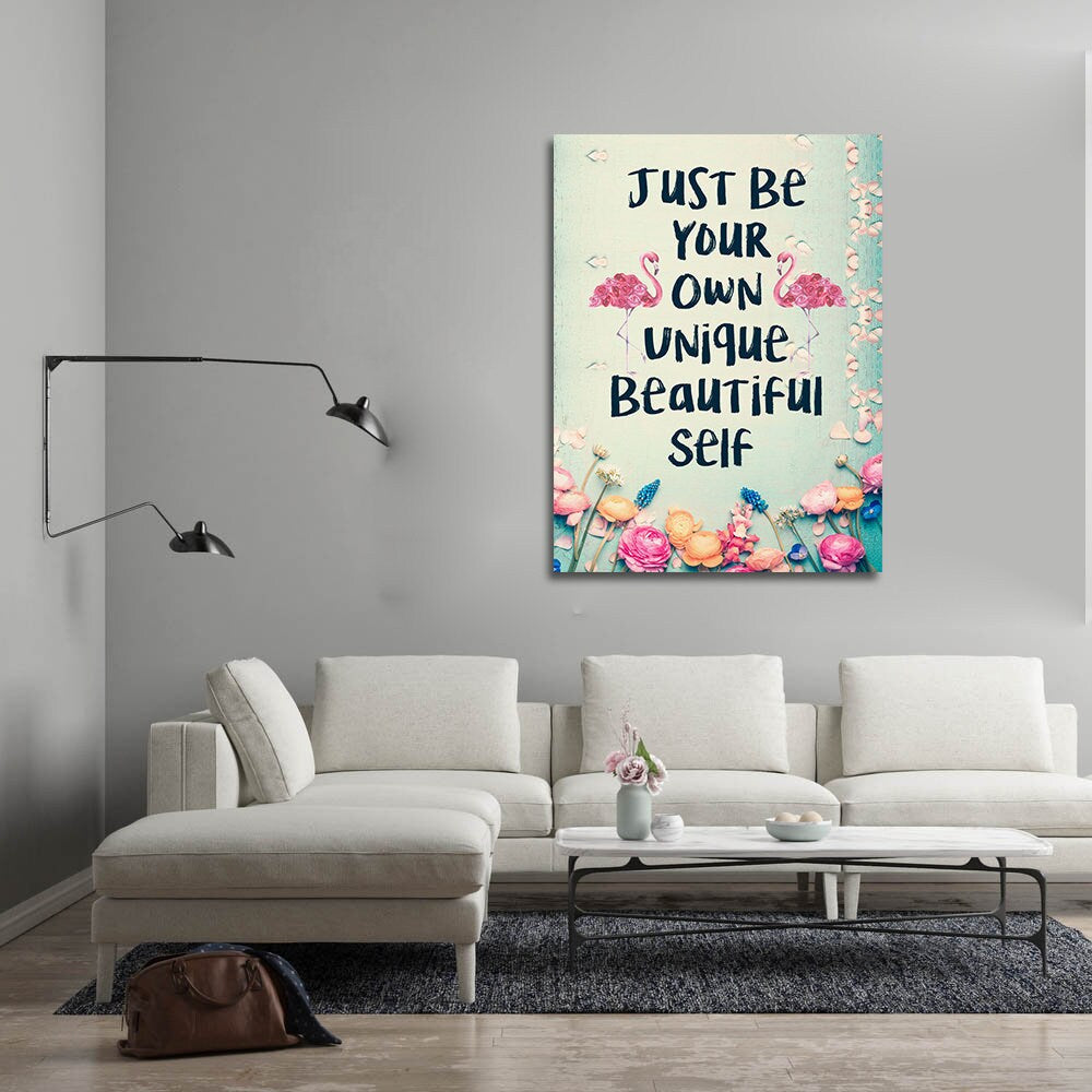 Be Your Own Unique Beautiful Self Canvas Wall Art, Motivational Decor, Motivational Quotes, Inspirational Quotes