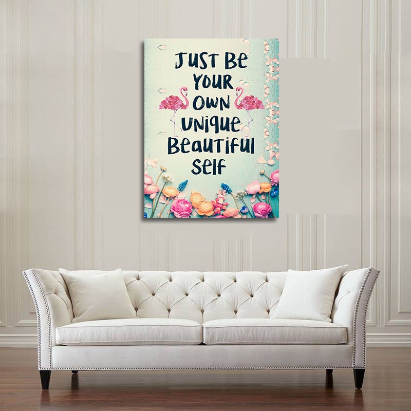 Be Your Own Unique Beautiful Self Canvas Wall Art, Motivational Decor, Motivational Quotes, Inspirational Quotes