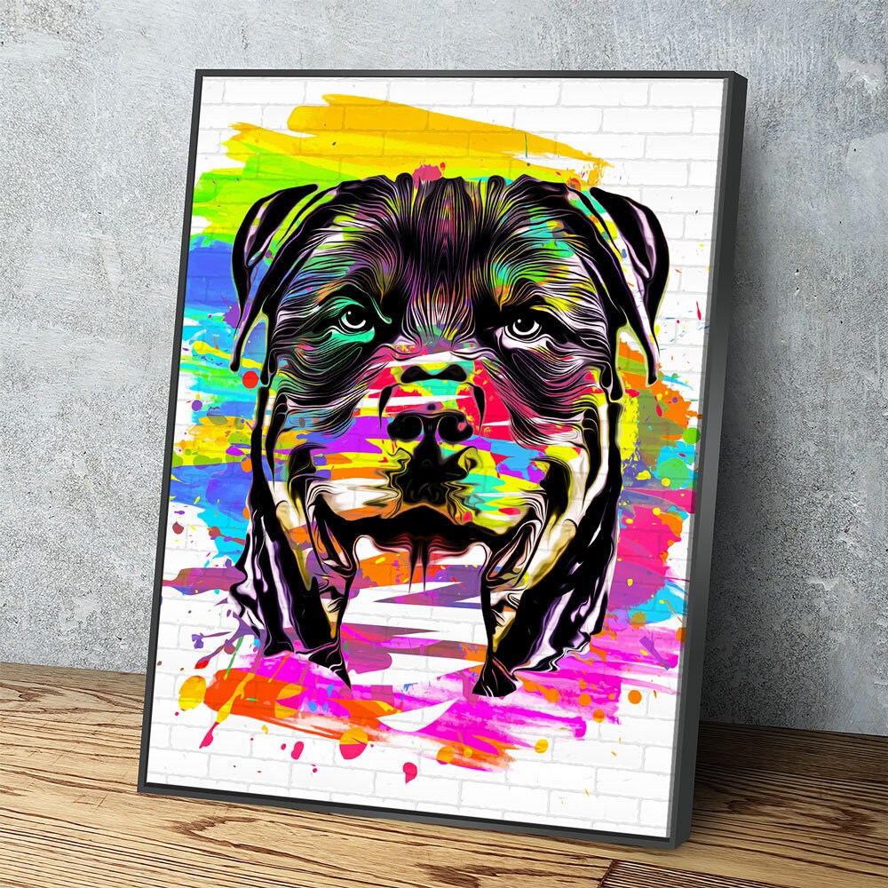 Rottweiler Wall Art, Abstract Rottweiler Canvas Wall Decor, Rottweiler Print