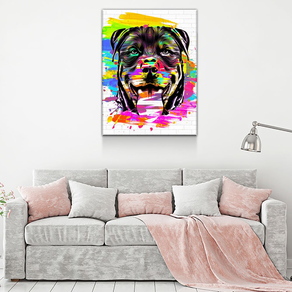 Rottweiler Wall Art, Abstract Rottweiler Canvas Wall Decor, Rottweiler Print