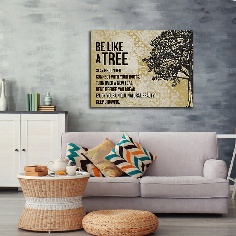 Be Like A Tree Keep Growing Canvas Wall Art, Motivational Wall Decor