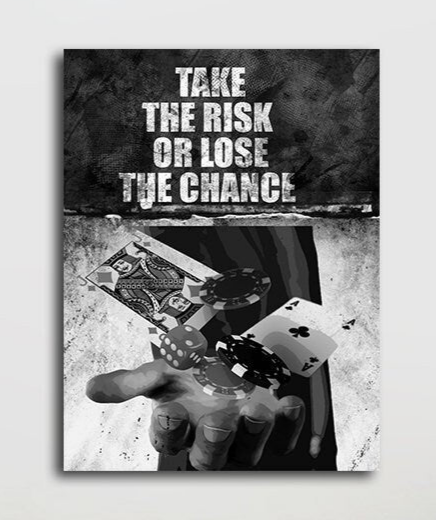 Take The Risk Or Lose The Chance Canvas Wall Art, Get It Done, Office Decor, Hustle, Inspiration, Motivational Quotes, Poker Decor