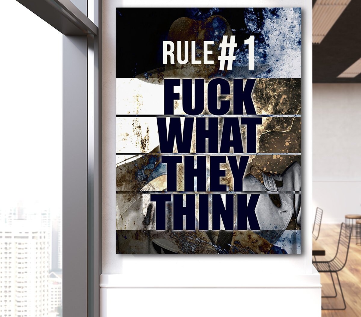 Rule #1 F*Ck What They Think Canvas Wall Art, Motivational Decor