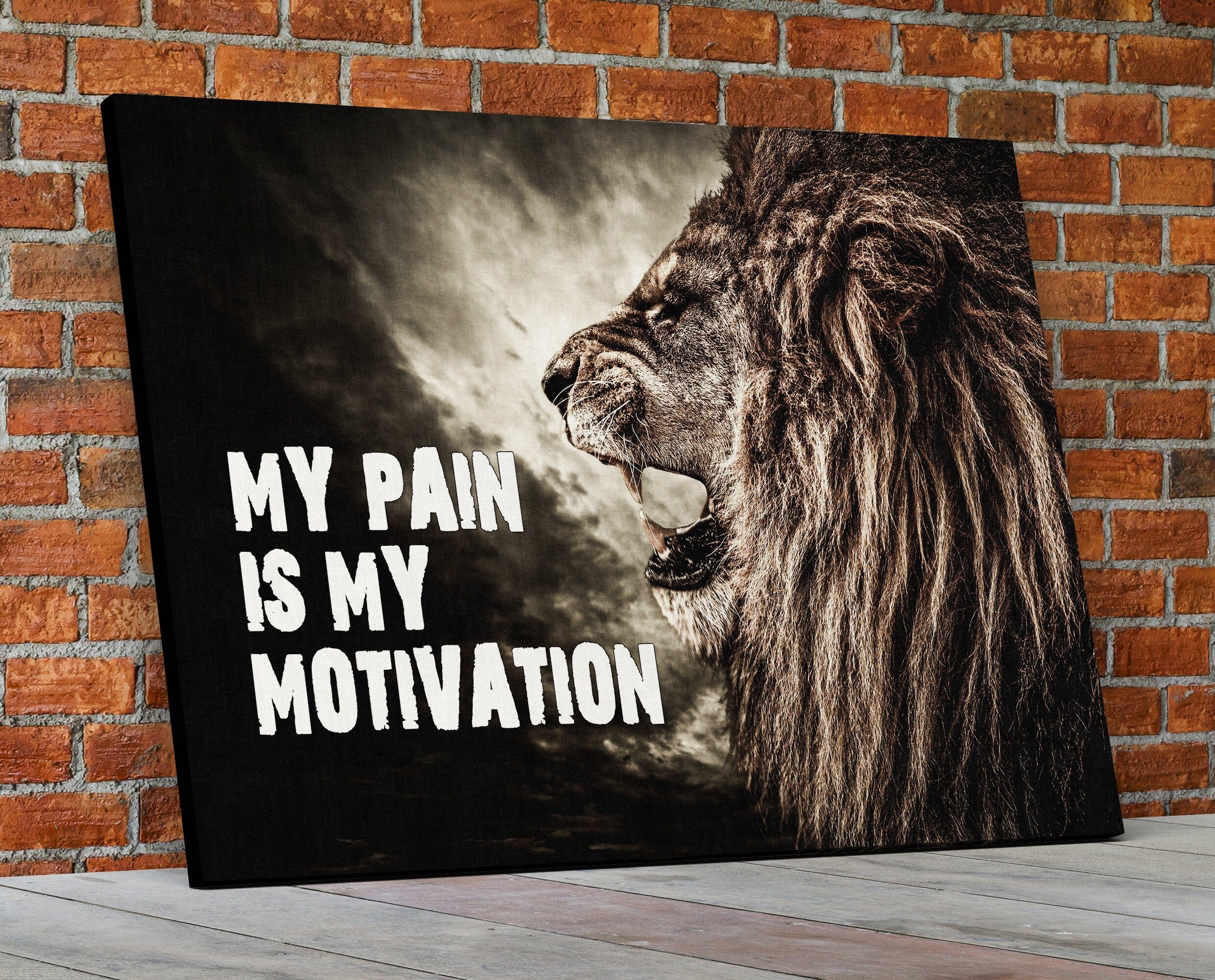 My Pain IS My Motivation Canvas Wall Art, Office Decor,  Motivational Art, Gym Art, Fitness Art, Lion Decor, Gym Decor