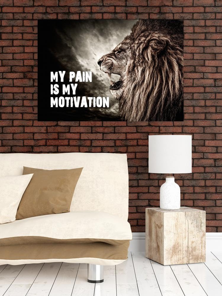 My Pain IS My Motivation Canvas Wall Art, Office Decor,  Motivational Art, Gym Art, Fitness Art, Lion Decor, Gym Decor