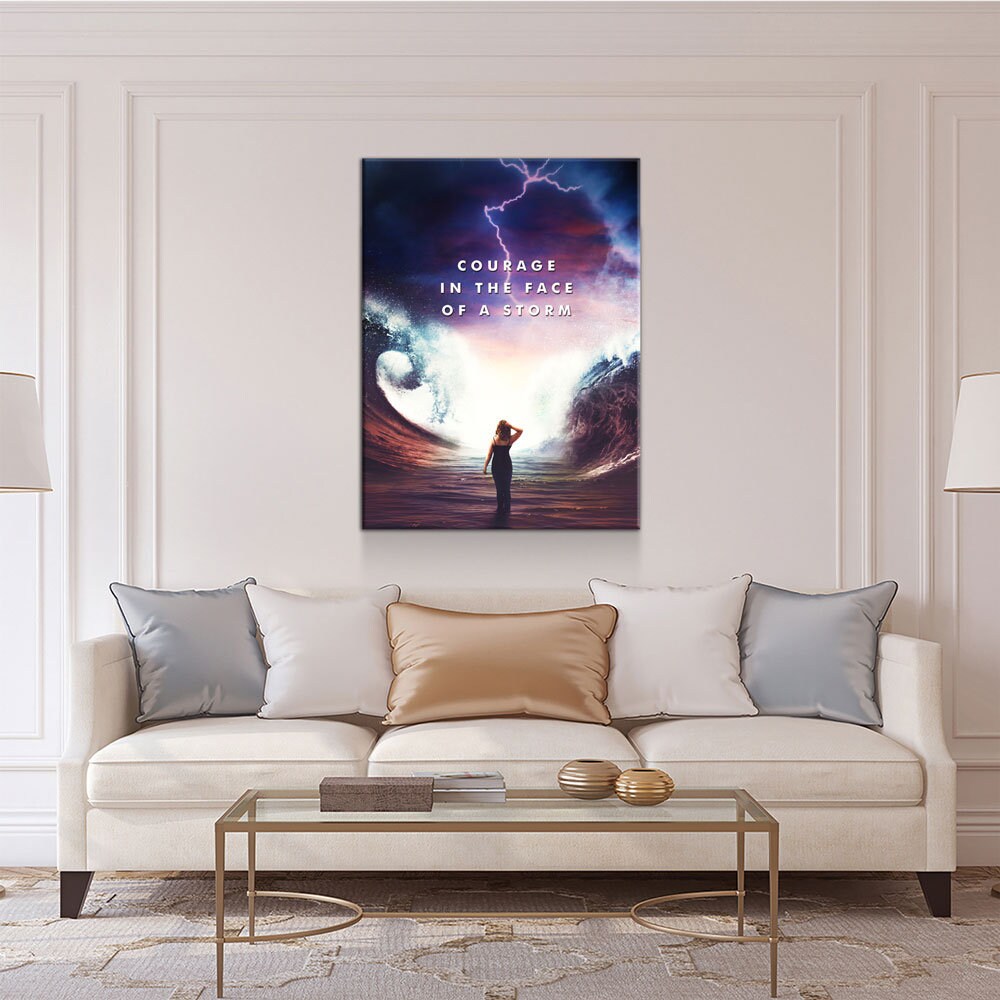 Courage In The Face Of A Storm Canvas Wall Art, Motivational Decor