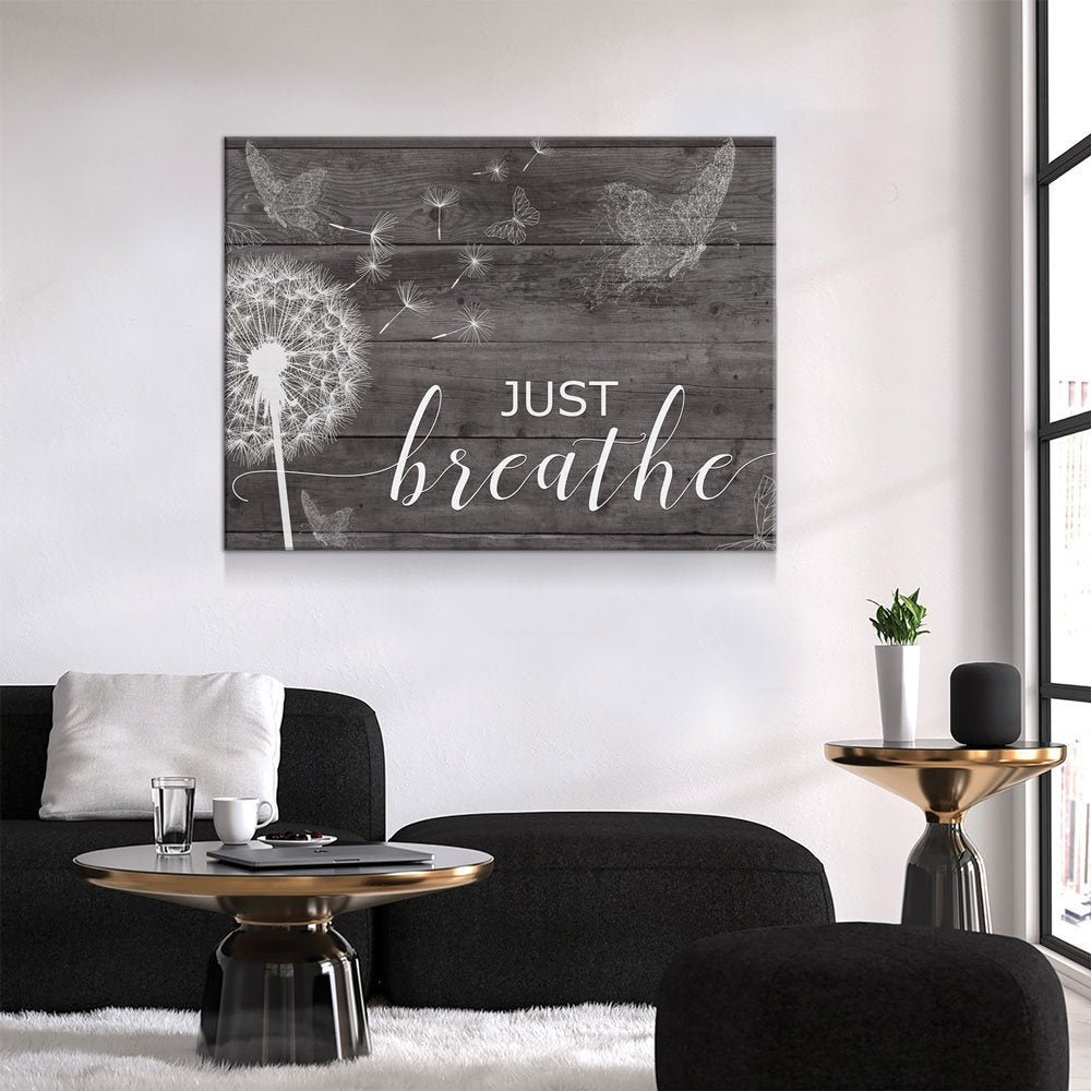 Just Breathe Canvas Wall Art, Inspirational Wall Art, Romantic Wall Art, Anniversary Gift, Couples Gift, Wedding Gift, Bedroom Decor