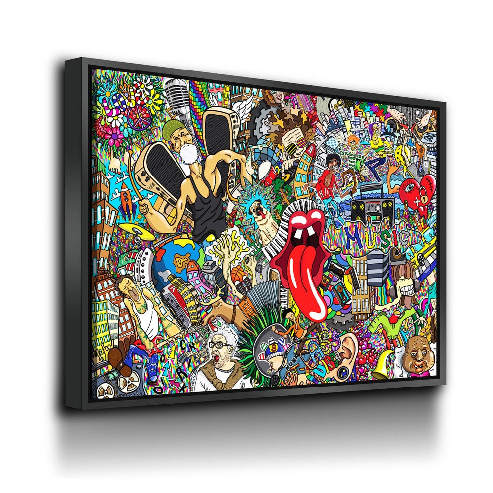 Graffiti Music Collage, Music Collage Canvas Wall Art, Abstract Decor, Hip Hop Music Art, Urban Music Art