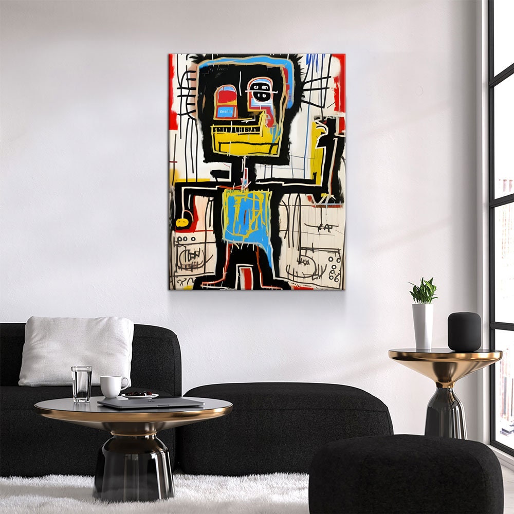 Dance Party Canvas Wall Art, Contemporary Art, Neo-expressionism, Primitivism, Abstract Expressionist, Abstract Decor, Basquiat Inspired Art