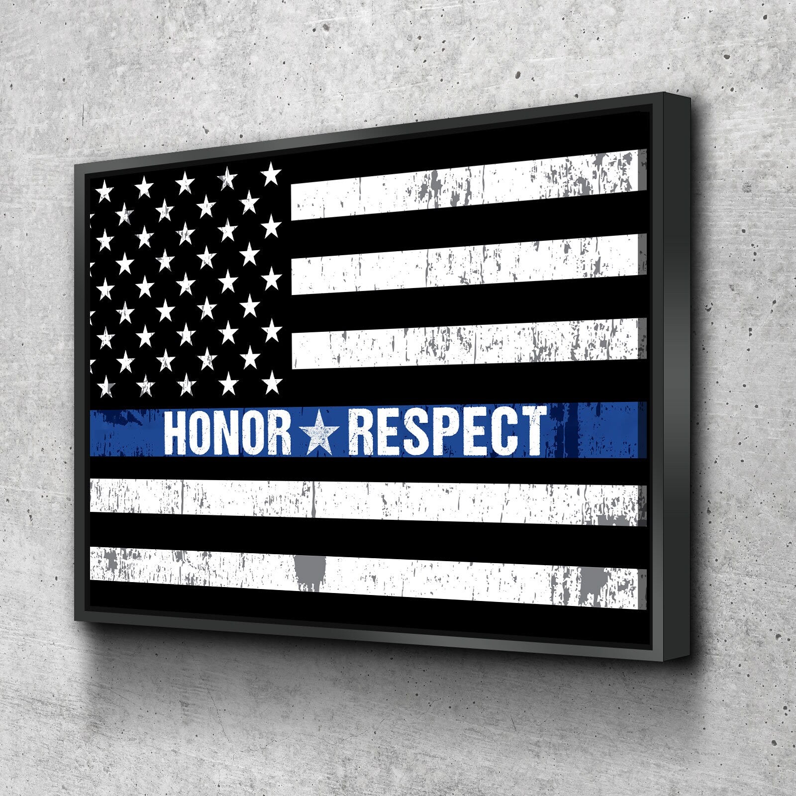 Honor Respect Thin Blue Line Canvas Wall Art, Thin Blue Line Decor, Police Officer Wall Art, LEO, Law Enforcement Officers