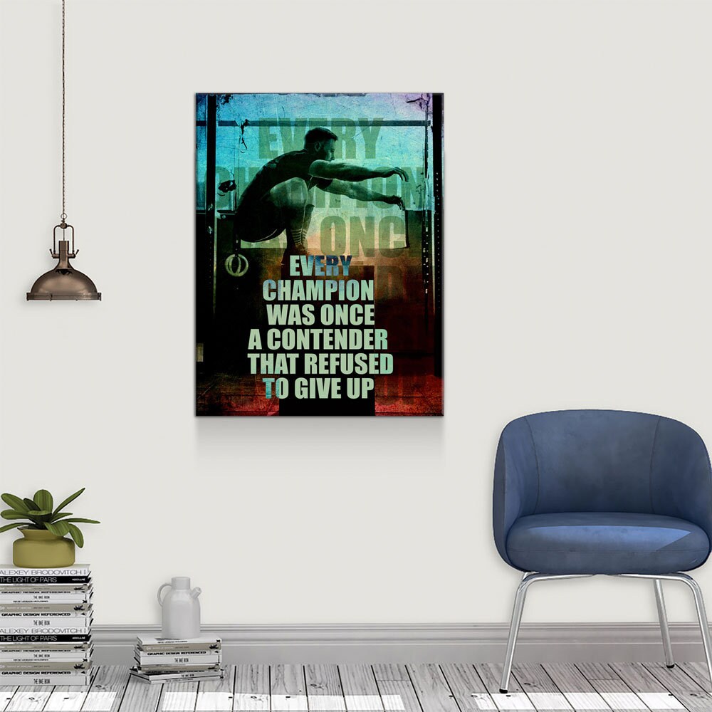 Every Champion Was Once A Contender That Refused To Give Up Canvas Wall Art, Motivational Decor, Office Decor, Motivational Quotes, Athlete