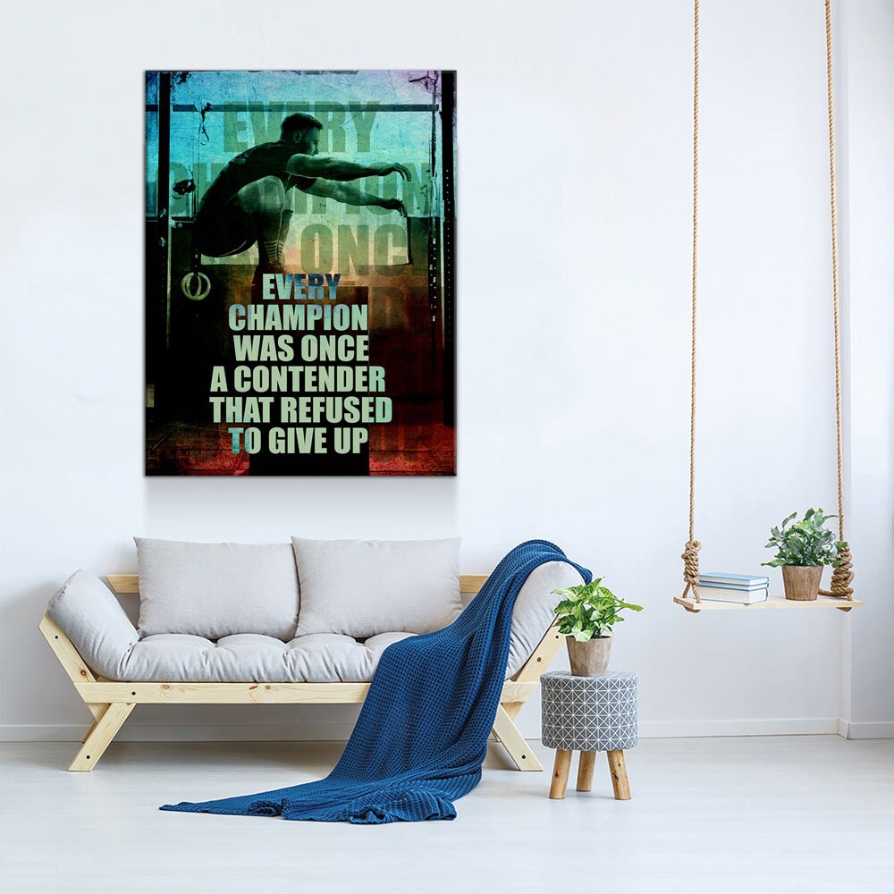 Every Champion Was Once A Contender That Refused To Give Up Canvas Wall Art, Motivational Decor, Office Decor, Motivational Quotes, Athlete