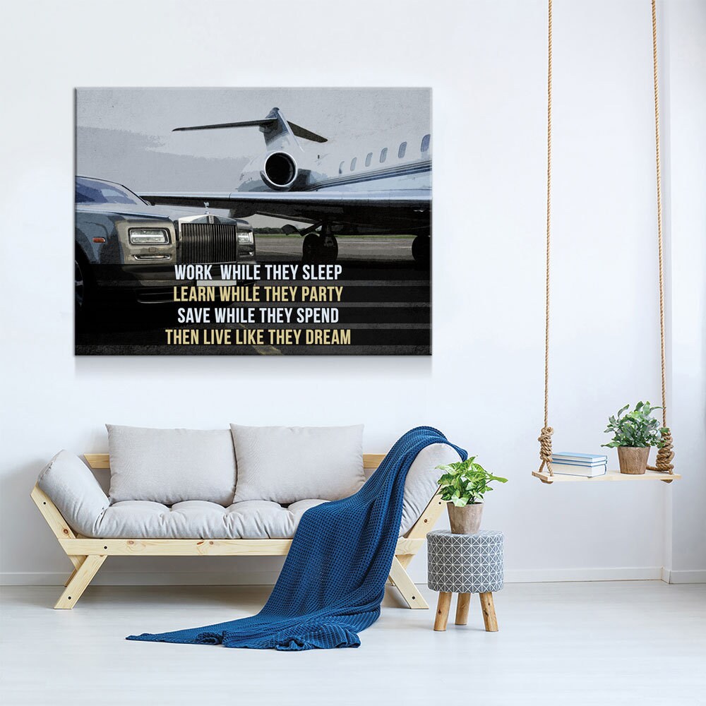 Work While They Sleep, Learn While They Party, Save While They Spend, Live Like They Dream Canvas Wall Art