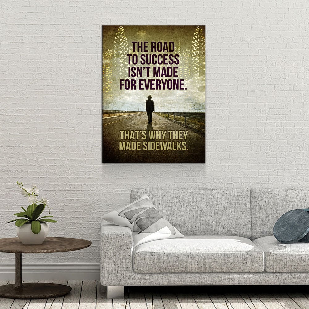 The Road To Success Isn't Made For Everyone Canvas Wall Art, Motivational Wall Decor, Success Quotes, Money Sign, Office Decor