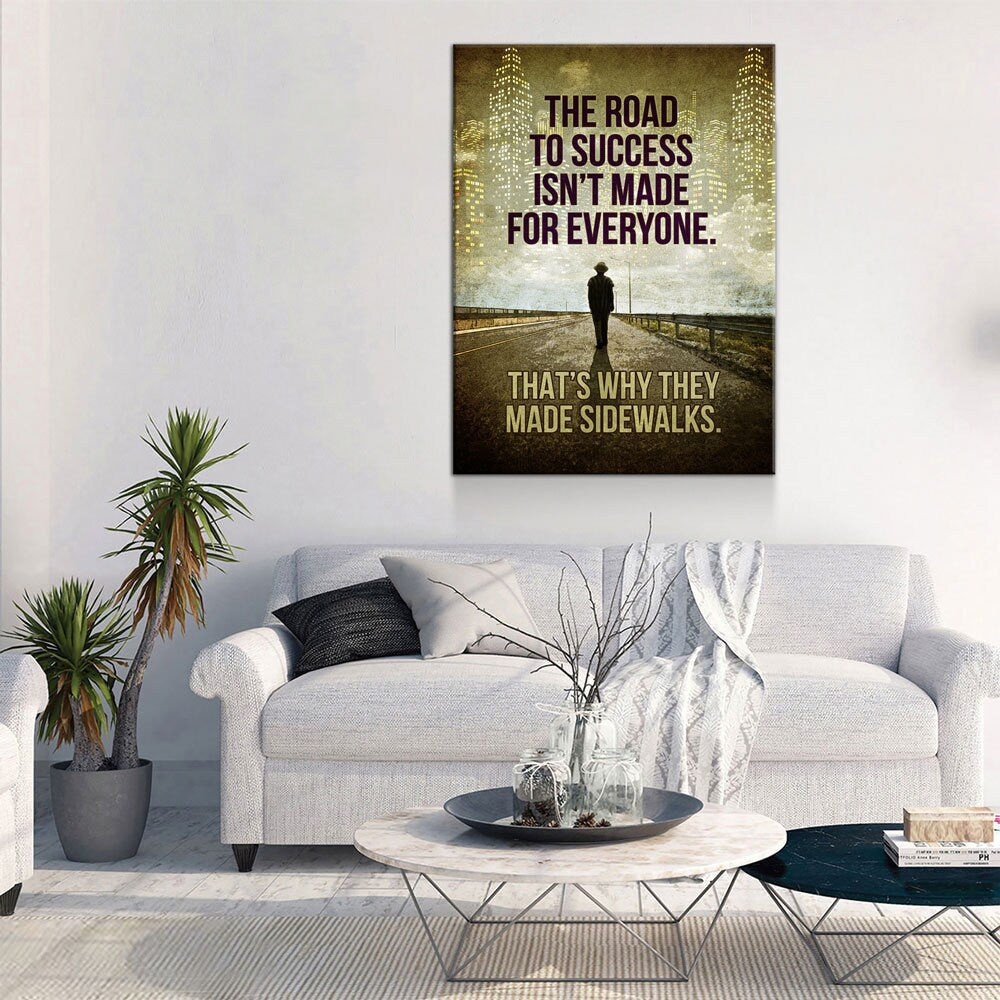 The Road To Success Isn't Made For Everyone Canvas Wall Art, Motivational Wall Decor, Success Quotes, Money Sign, Office Decor