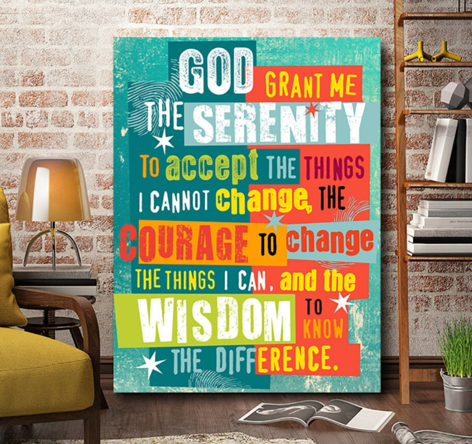 Serenity Prayer Wall Art, Serenity Prayer Canvas, Inspirational Quote, God Grant Me The Serenity to Accept, AA Sign