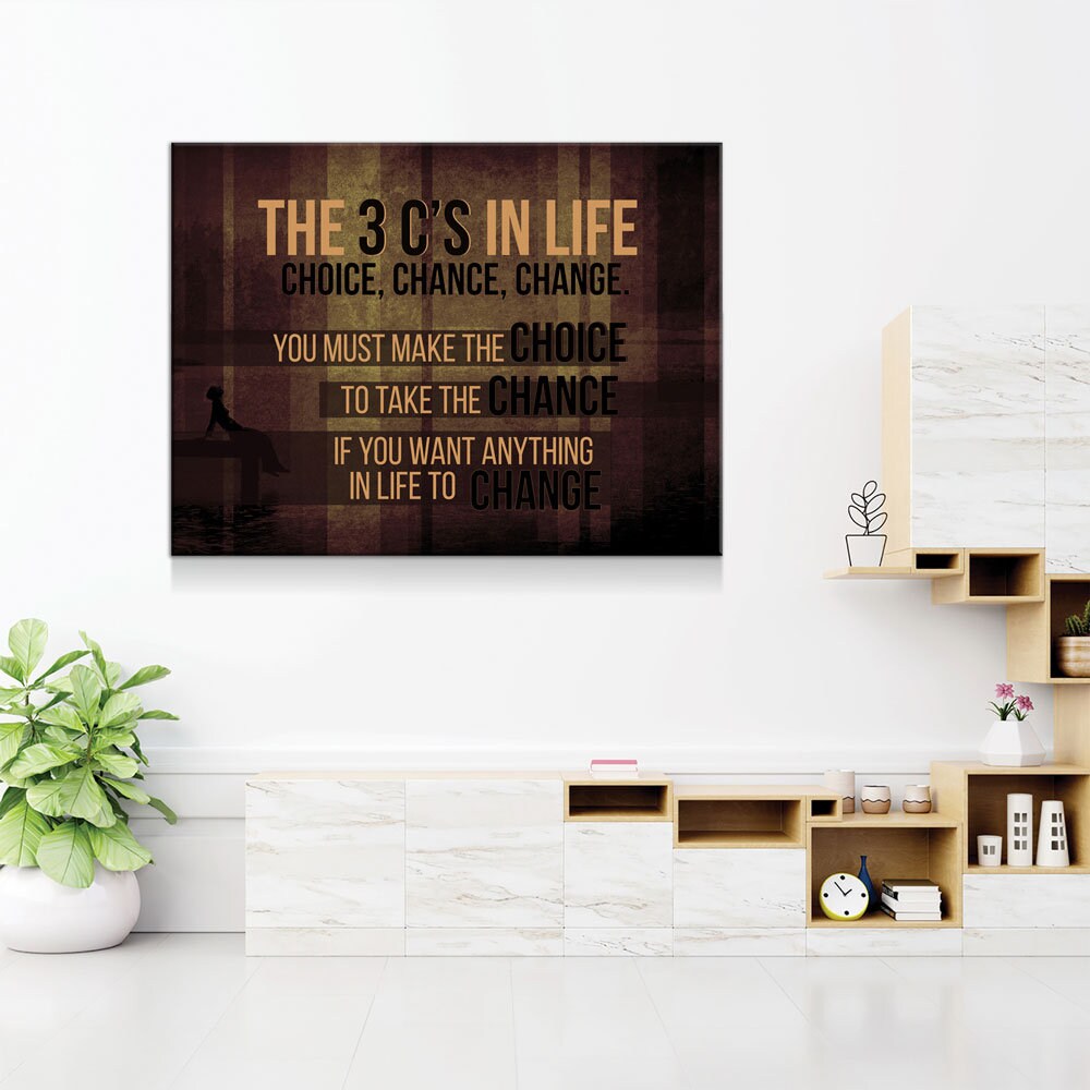 The 3 C's In Life Choice, Chance, Change Motivational Canvas Wall Art, Office Decor, Motivational Wall Decor, Success Quotes