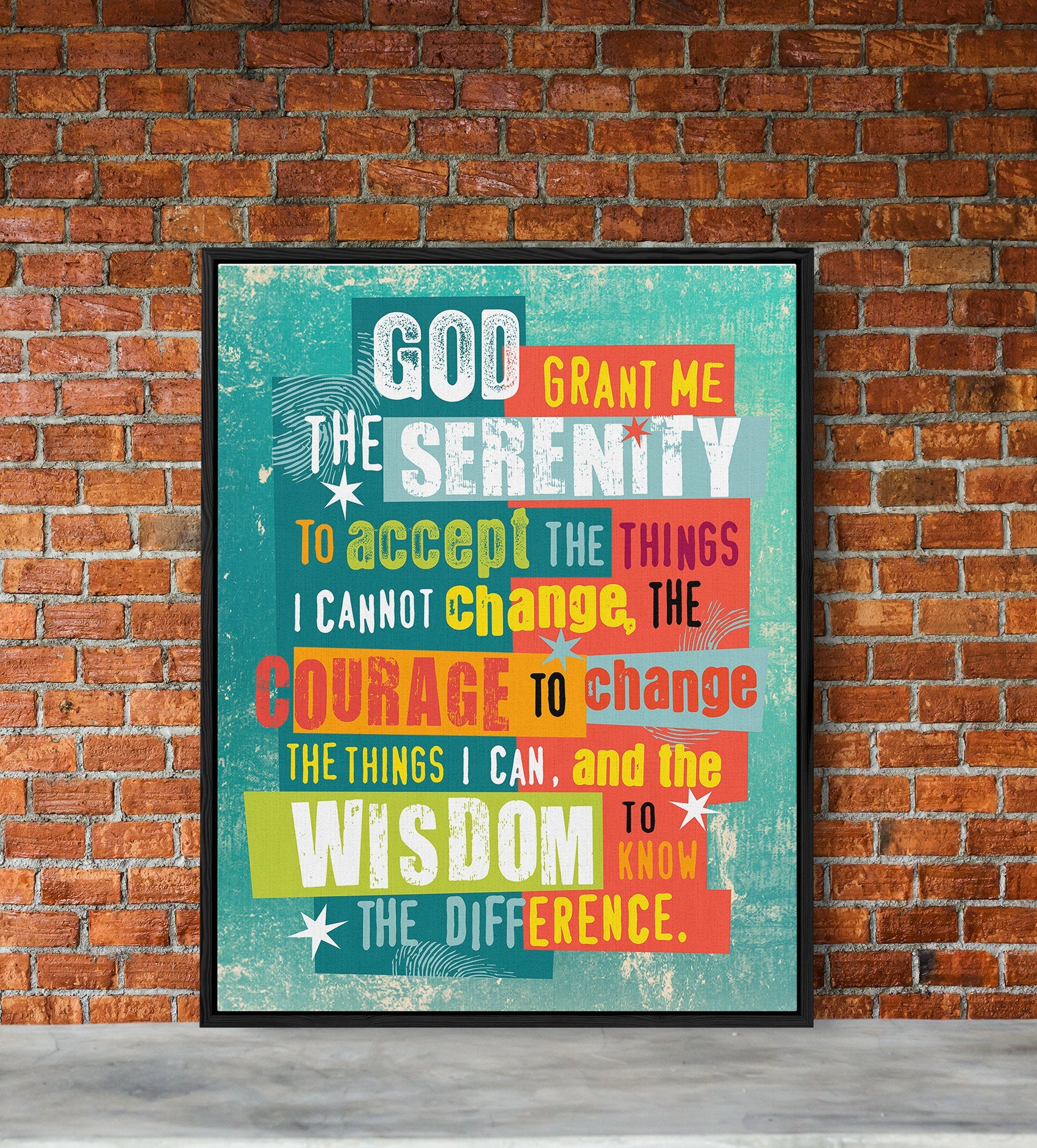 Serenity Prayer Wall Art, Serenity Prayer Canvas, Inspirational Quote, God Grant Me The Serenity to Accept, AA Sign