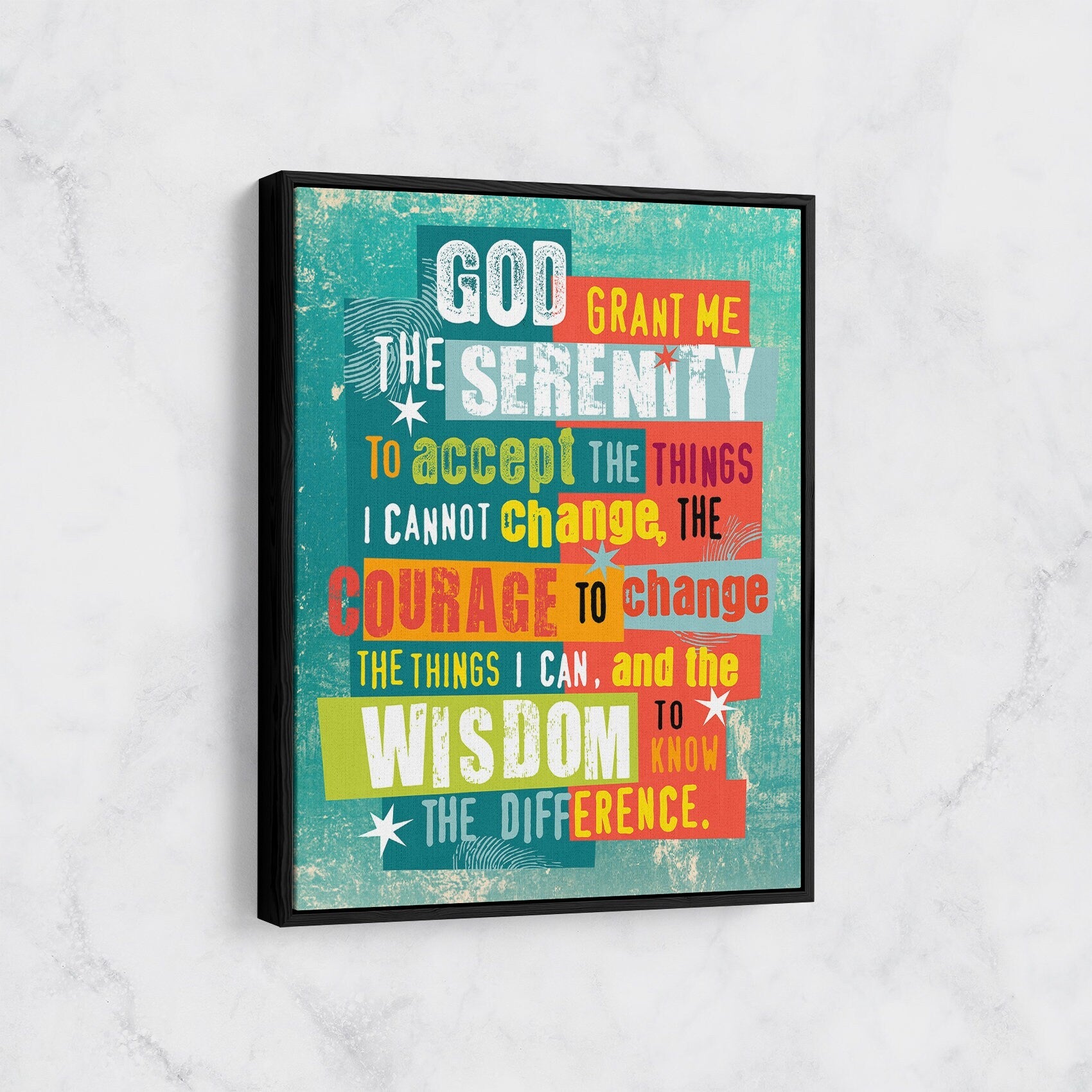 Serenity Prayer Wall Art, Serenity Prayer Canvas, Inspirational Quote, God Grant Me The Serenity to Accept, AA Sign
