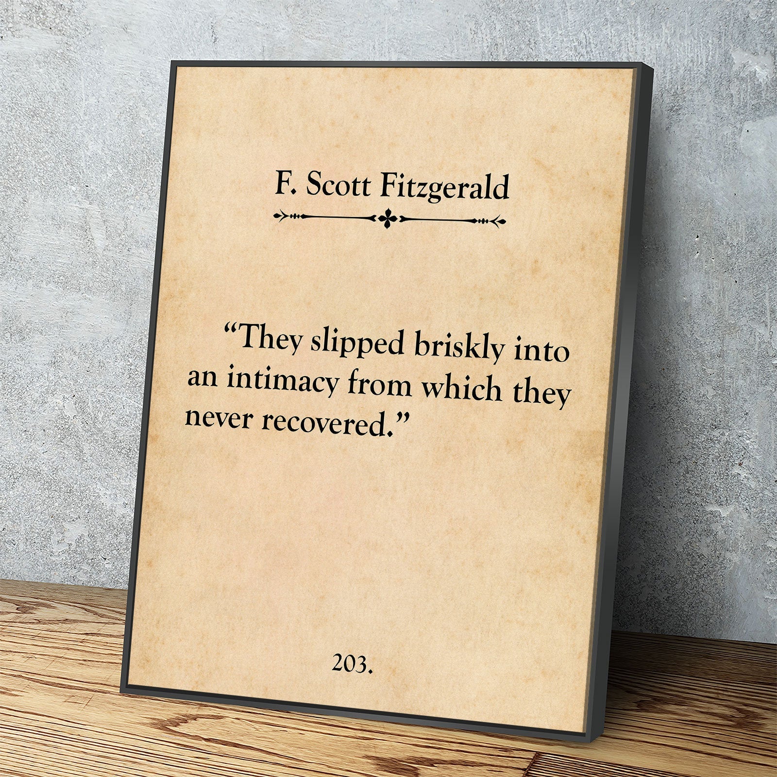 They Slipped Briskly Canvas Wall Art, F Scott Fitzgerald This Side of Paradise, Love, Romantic, Anniversary, Into An Intimacy, Love Quote