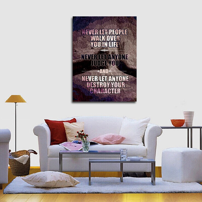 Never Let Anyone Destroy Your Character Canvas Wall Art, Motivational Decor, Motivational Quotes