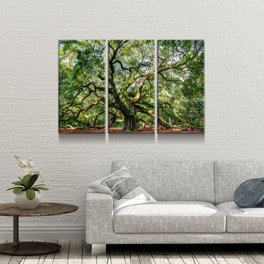 Angel Oak Tree Canvas Wall Art, Wilderness,  Southern Live Oak, 3 Piece Wall Art Set, Extra Large Wall Art, Johns Island