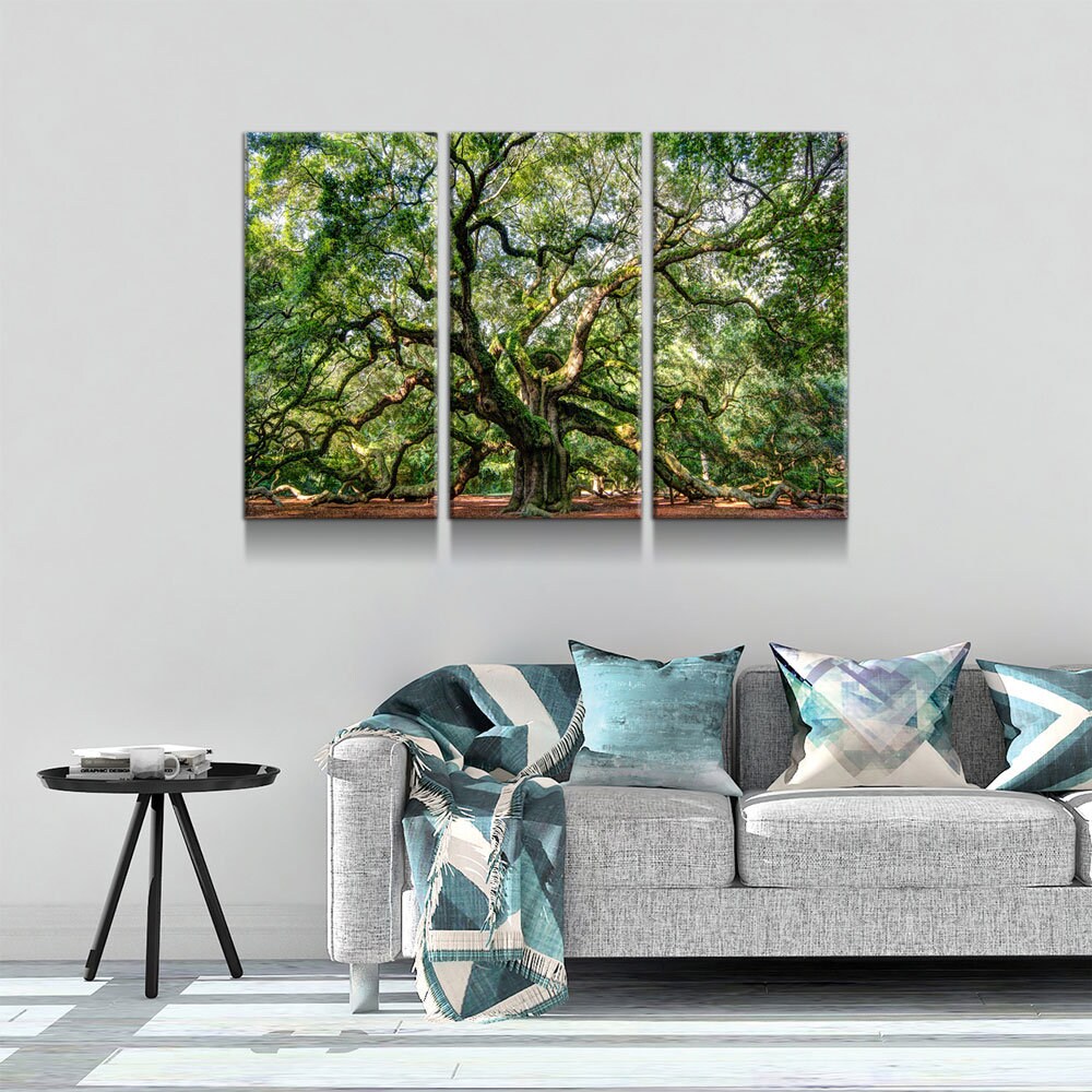 Angel Oak Tree Canvas Wall Art, Wilderness,  Southern Live Oak, 3 Piece Wall Art Set, Extra Large Wall Art, Johns Island