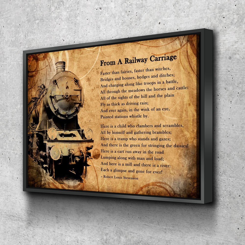 From A Railway Carriage Canvas Wall Art, Train Poem, Robert Louis Stevenson Poem, Train Travel Decor, Child's Garden of Verses