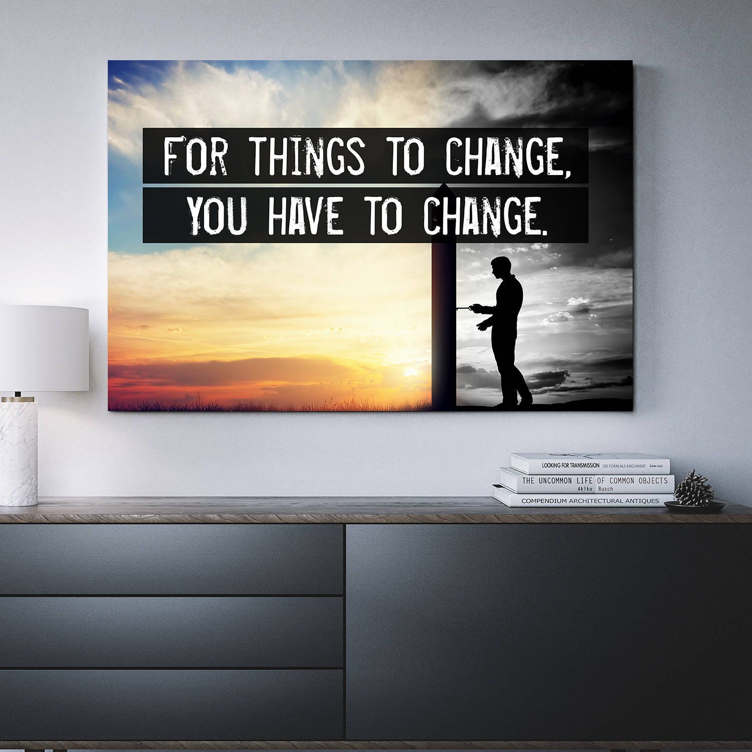 For Things To Change, You Have To Change Canvas Wall Art, Motivational Quote, Jim Rohn, Success Quote, Office Decor, Motivational Decor