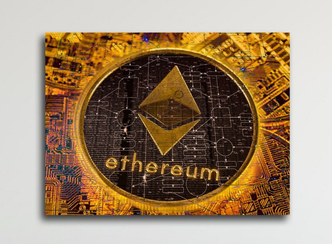 Ethereum Canvas Wall Art, Office Decor, Bitcoin, Crypto Currency, Block Chain, Ethereum, Cryptocurrency Blockchain Mining