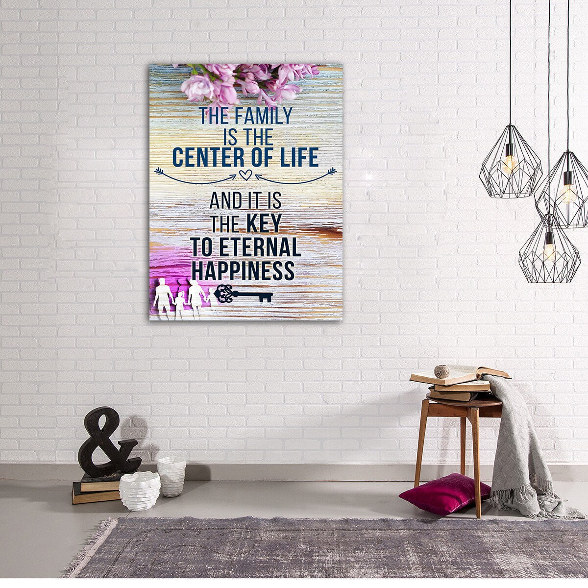 The Family Is The Center Of Life And It Is The Key To Eternal Happiness Canvas Wall Art, Family Decor, Family Quotes