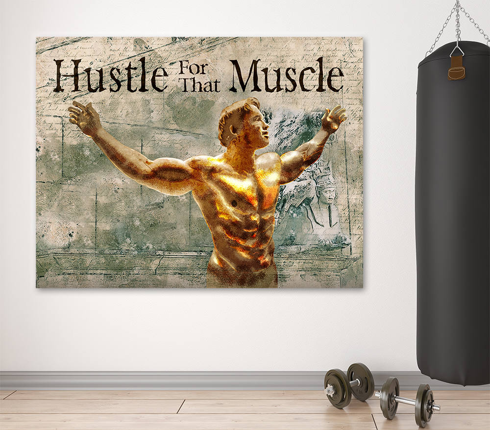 Hustle For That Muscle, Motivational Gym, Fitness, Wall Art Canvas, Gym, Gym Art, Arnold Expo, Arnold, Muscle, Home Gym, Fitness Center