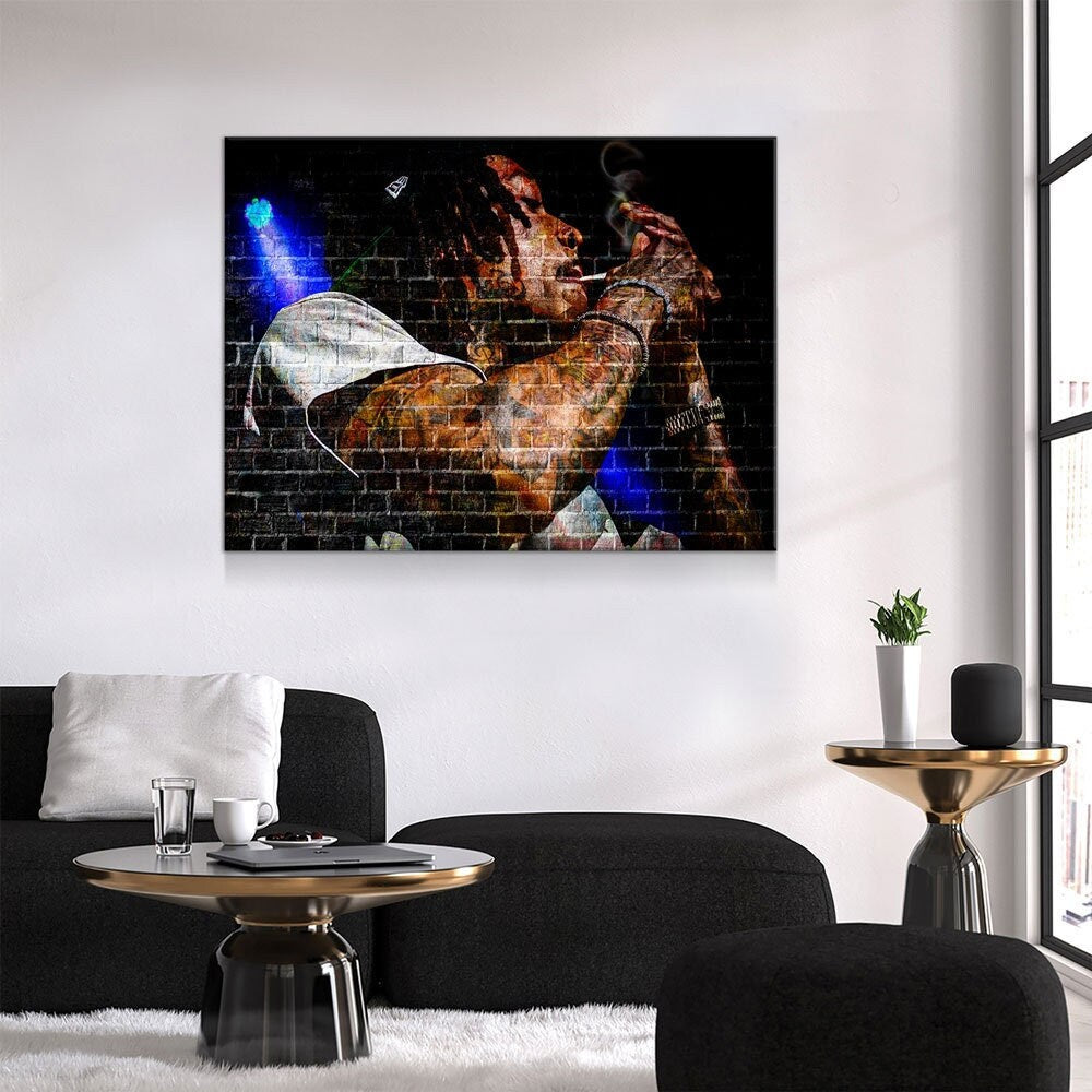 Graffiti Wall Wiz Khalifa Canvas Wall Art, Abstract Graffiti Rapper Art