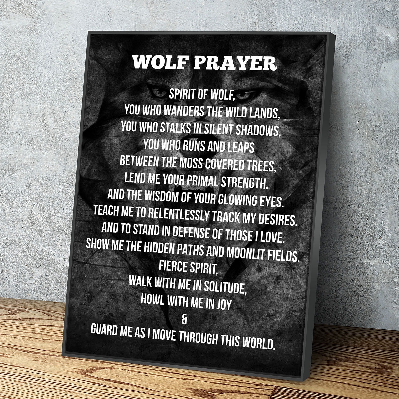 Wolf Prayer Spirit Of The Wolf Canvas Wall Art, Wolf Art, Shamanic Prayer, Wolf Decor