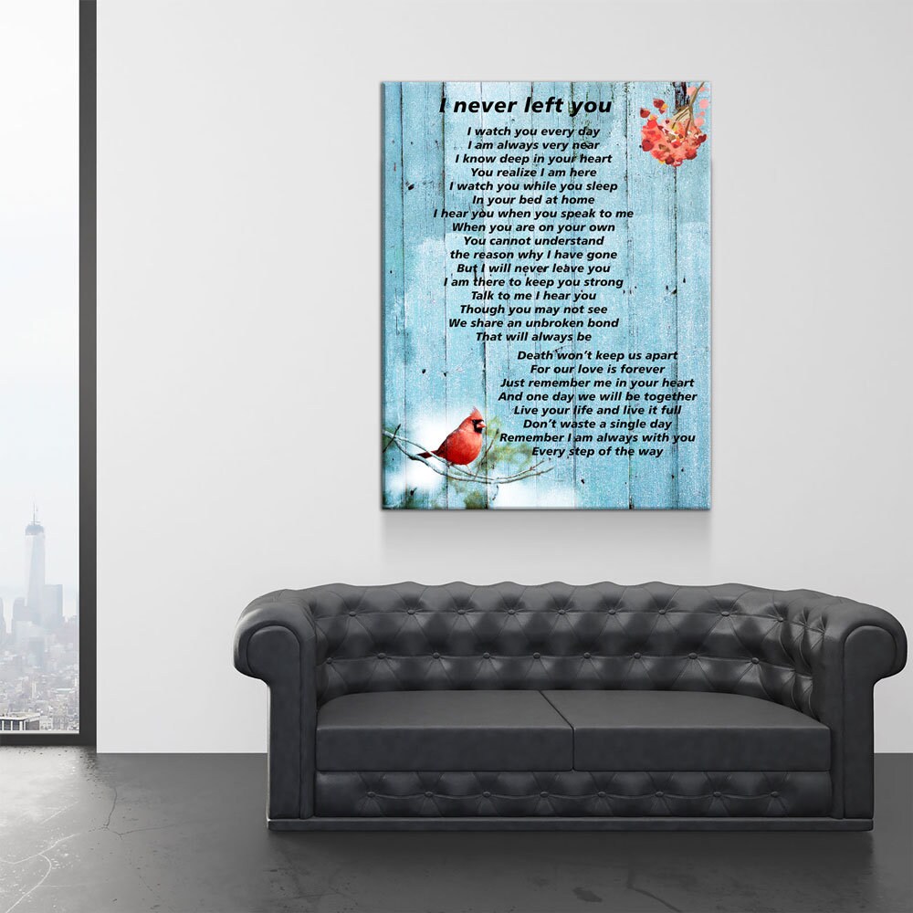 I Never Left You Poem Canvas Wall Art, Memorial Canvas, Red Cardinal Rest In Peace, Loved One Remembrance