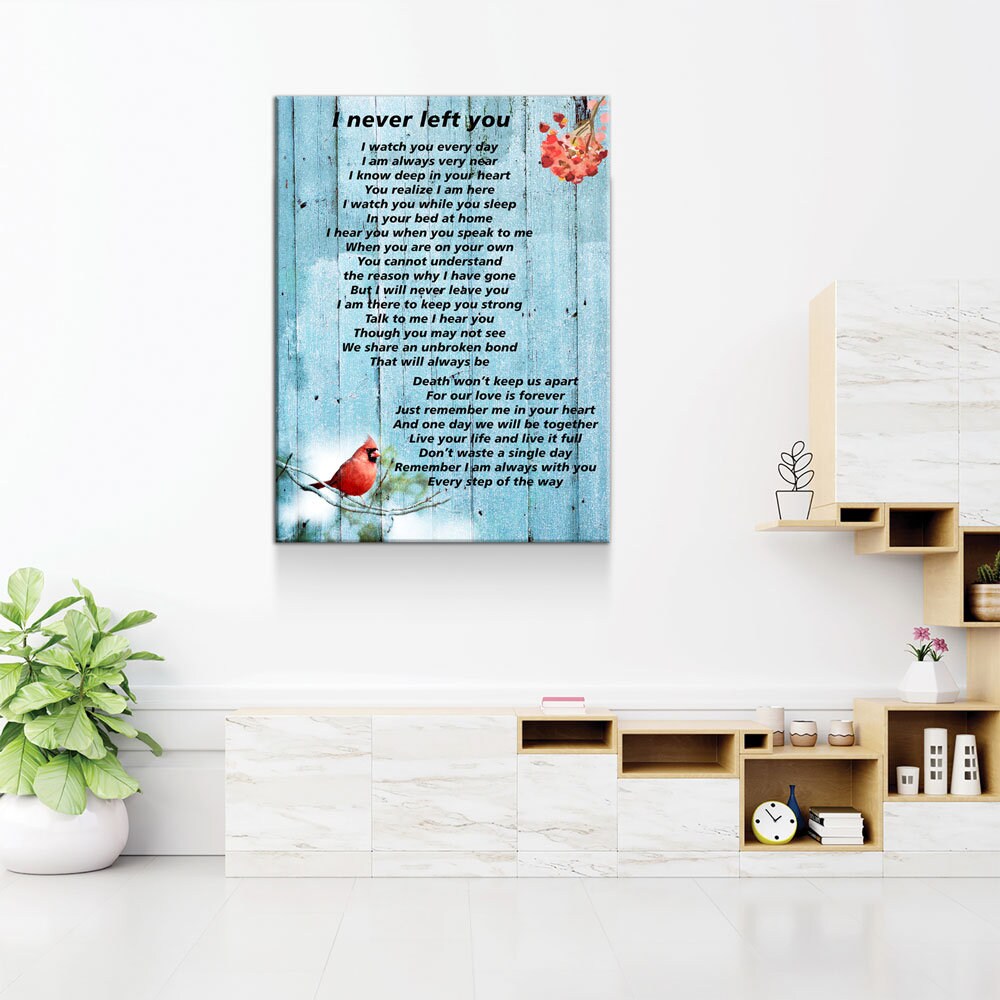 I Never Left You Poem Canvas Wall Art, Memorial Canvas, Red Cardinal Rest In Peace, Loved One Remembrance